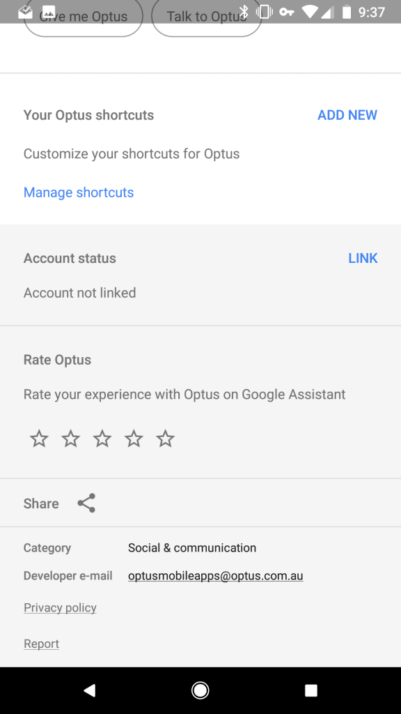 Linking your Optus account to Google