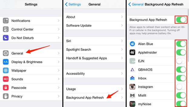 Turn off Background App Refresh on iPhone