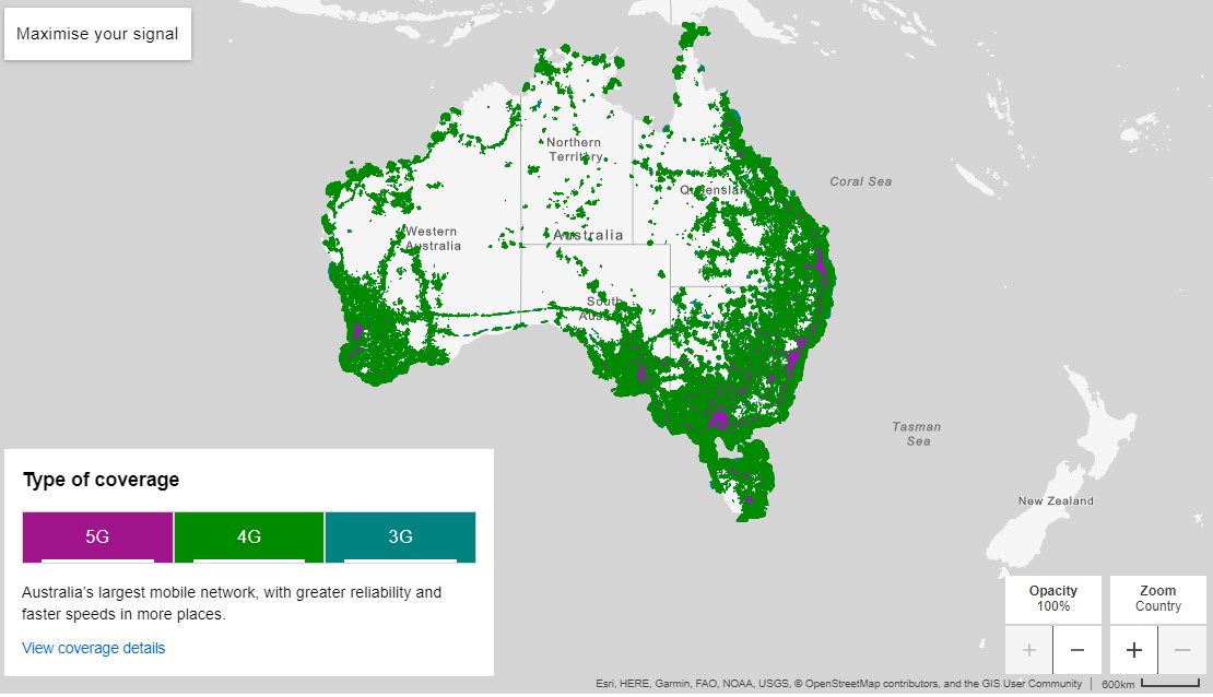 Telstra's 4G and 5G coverage map